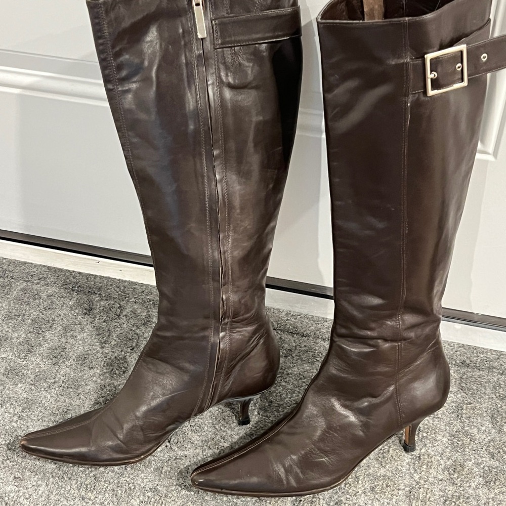 Banana Republic Genuine Leather Made In Italy Kitten Heel Pointy Toe Boots 6 - Picture 2 of 5